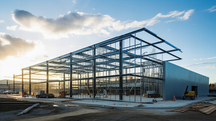 Modern Architecture - Steel Frame Structure and Lift Equipment