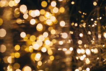 texture of christmas golden lights glowing