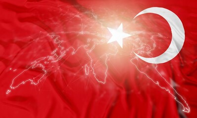 Flag of Turkey Fabric waving