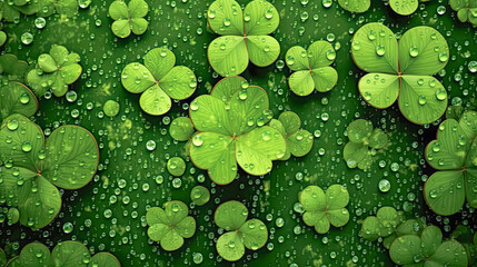 St. Patricks charm, Clover leaves evoke luck a festive image celebrating St. Patricks Day with the symbolic allure of good fortune.