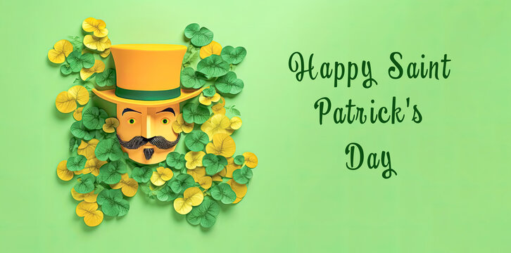 St. Patricks charm, A festive image of St. Patrick in a hat a spirited stock photo embodying the joyful essence of the holiday celebration.