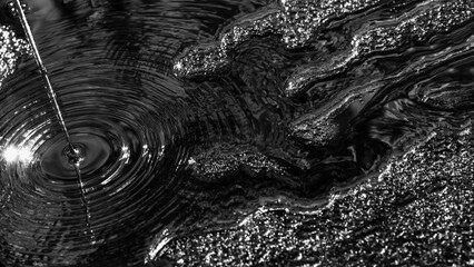 Water texture. Abstract wave. Monochrome ripple Background. Black water ripple. Round waves from a...