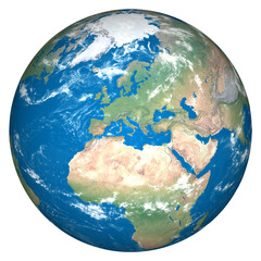 Planet Earth with clouds. Europe, Asia and Africa - Elements of this image furnished by NASA