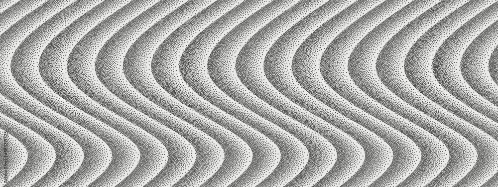 Poster halftone wavy texture vector design. modern dotted waves background. noisy grain textured backdrop.