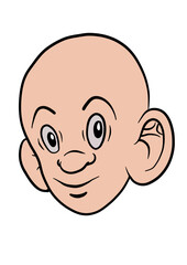 A funny bald character head