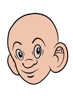 A funny bald character head