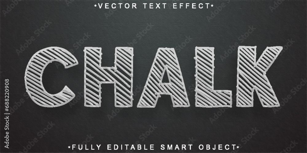 Poster blackboard chalk vector fully editable smart object text effect
