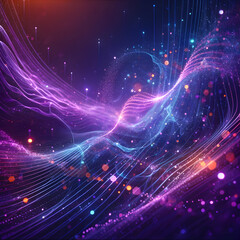 Fototapeta na wymiar An abstract background of digital purple particles wave and light.