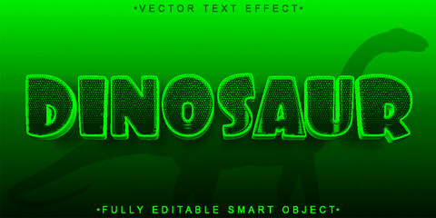 Cartoon Skin Green Dinosaur Vector Fully Editable Smart Object Text Effect