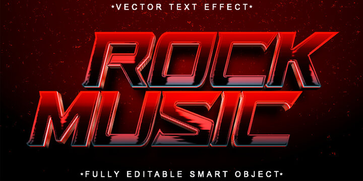 Red Shiny Rock Music Vector Fully Editable Smart Object Text Effect