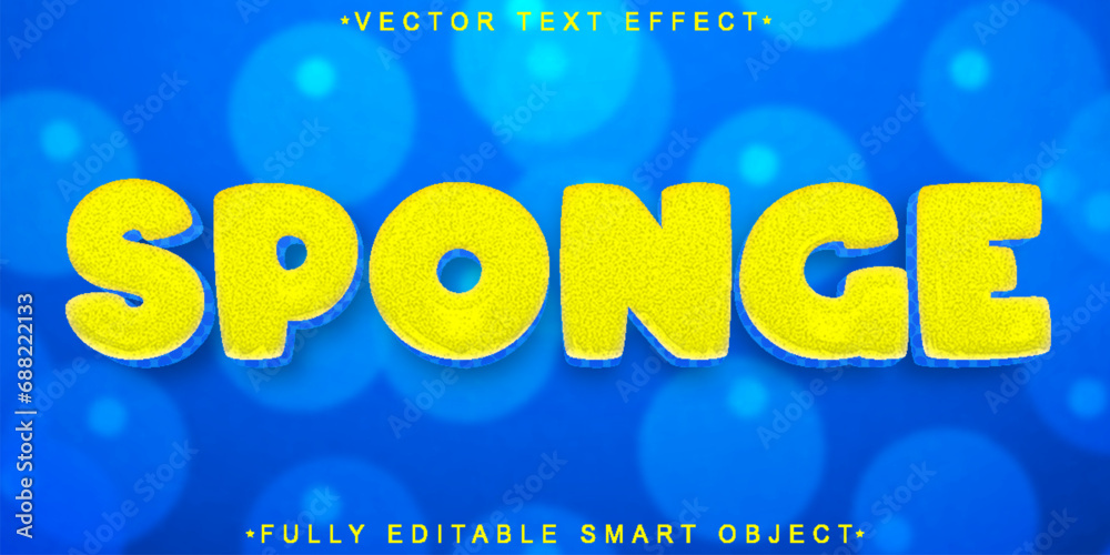 Poster yellow spornge vector fully editable smart object text effect