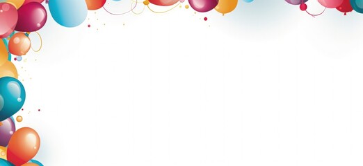 White background with colorful balloons, concept of celebration, birthday party. Generative AI