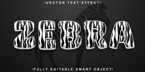 Cartoon Zebra Vector Fully Editable Smart Object Text Effect © HUMA