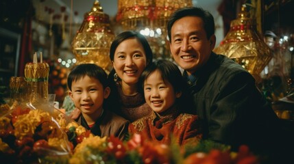 A family celebrating a traditional holiday