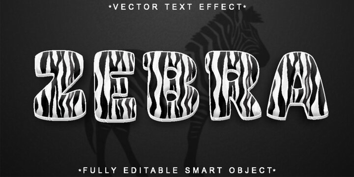 Cartoon Zebra Vector Fully Editable Smart Object Text Effect
