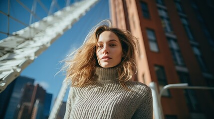 Fototapeta premium Beautiful woman on a city street