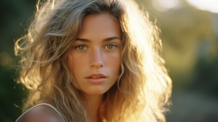 Fototapeta premium Close-up photo of a beautiful woman
