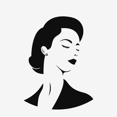 Woman face logo. Black silhouette. Vector illustration