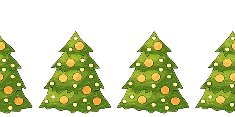 Cartoon Christmas and New Year seamless border