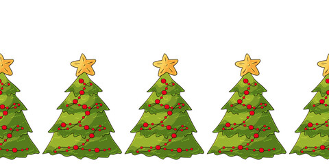 Cartoon Christmas and New Year seamless border