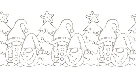 Coloring Christmas and New Year seamless border