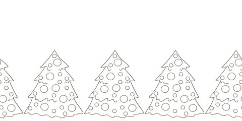 Coloring Christmas and New Year seamless border