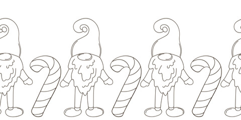 Coloring Christmas and New Year seamless border