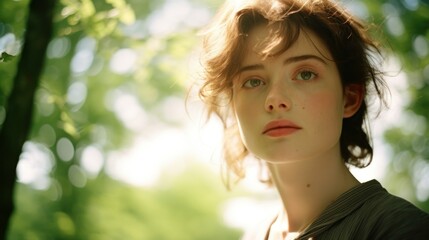 Young beautiful woman with a natural facial structure