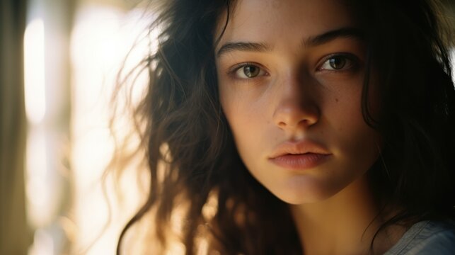 Young beautiful woman with a natural facial structure