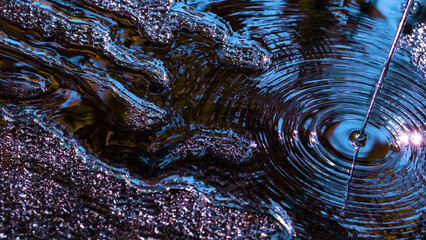 Water texture. Abstract shiny violet and blue wave. Colorful ripple Background. Blue water ripple....
