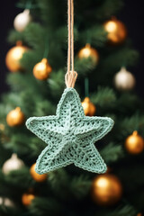 Handmade knitted decor for christmas tree