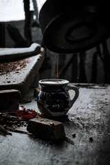 café mexicano de olla, Oaxaca. Bodegón de café mexicano. Dark food.