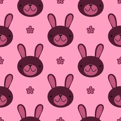 Easter animals seamless bunnies pattern for wrapping paper and fabrics and kids clothes print and festive packaging