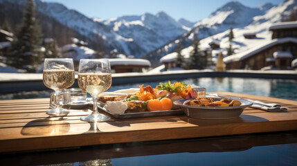 breakfast at thermal spa at the mountains winter area