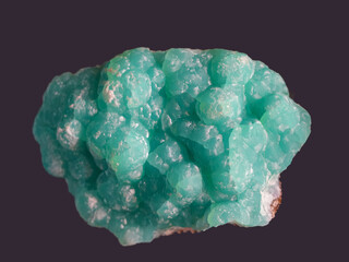 Close up on green Smithsonite mineral stone on microcline