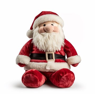 Little Santa Claus plush toy isolated on white background