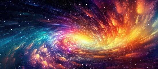 Milky Way galaxy vortex of light, orange, purple, blue, green in the night sky - obrazy, fototapety, plakaty
