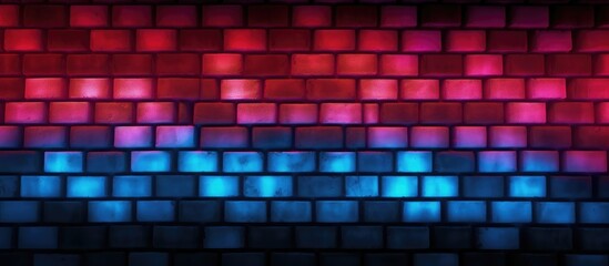 Neat brick wall background neon light abstract