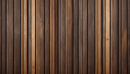 Brown wood panel repeat texture. Realistic timber dark striped wall background. Bamboo textured planks banner. Parquet board surface. Oak floor tile. Metal line shape fence	
