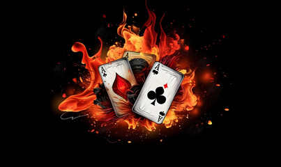 illustration of a themed state of poker equipment in a casino - obrazy, fototapety, plakaty