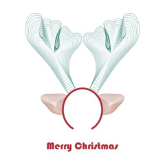 Merry Christmas greeting card with geometric horned reindeer headband on white background vector illustration - 688233508