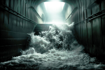 water flowing through the underground.