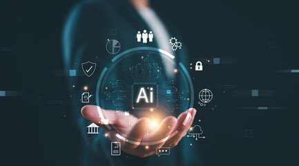 AI, Artificial Intelligence, technology smart robot AI, artificial intelligence by enter command...
