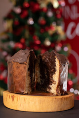 christmas cake with chocolate and nuts