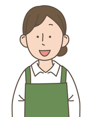 エプロンをした女性　シンプル　バストアップ