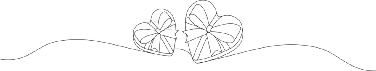 gift heart line art style. wrapped surprise package for valentine's day. Birthday party and celebration. gift love line art vector. EPS 10