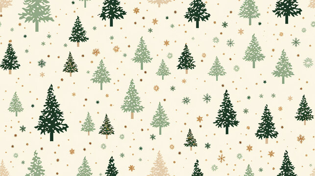 Christmas trees on a beige background repeatable seamless pattern

