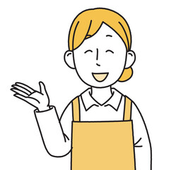商品の説明をする女性シンプルイラスト