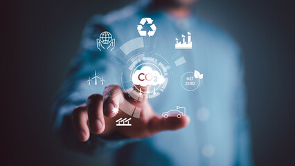 concept of Reduce greenhouse gas emission for climate change and sustainable, save earth, educe global warming, Save energy, use renewable energy, protect the environment.