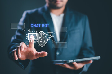 Chat with AI, Artificial Intelligence. man using technology smart robot AI, artificial intelligence...